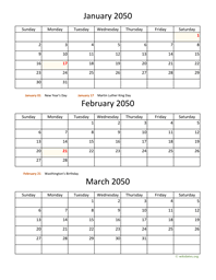 three months 2050 calendar vertical