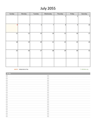 July 2055 Calendar with To-Do List