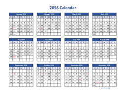 2056 Calendar in PDF