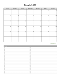 March 2057 Calendar with To-Do List