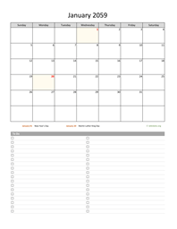 Monthly 2059 Calendar with To-Do List