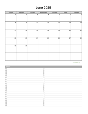 June 2059 Calendar with To-Do List