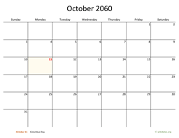 October 2060 Calendar | WikiDates.org