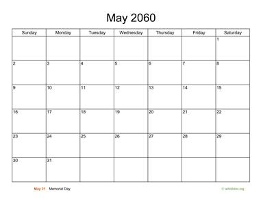 Basic Calendar for May 2060