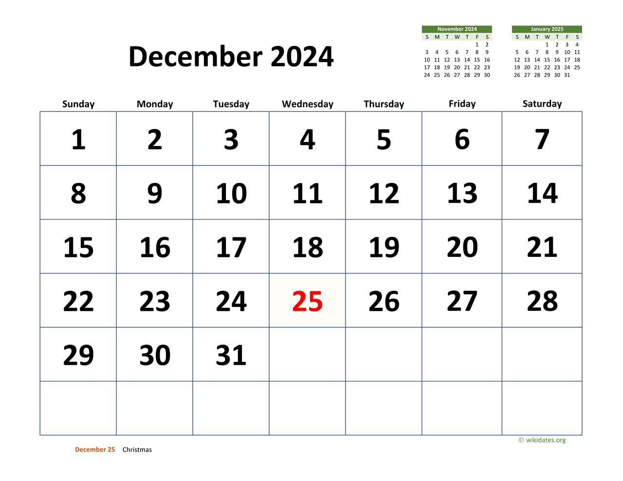 December 2024 Calendar Dates Hanna Felicity