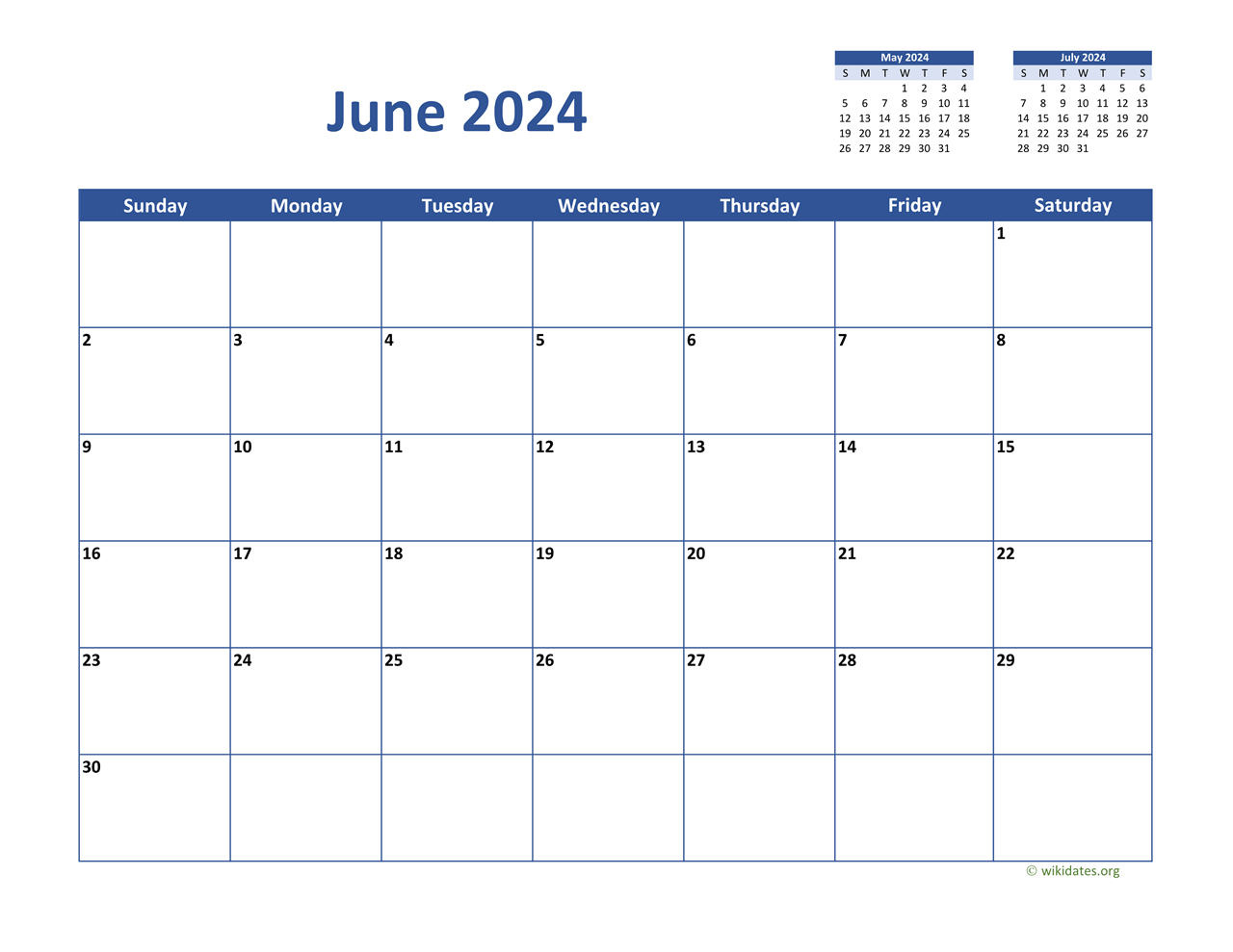 Printable June 2024 Calendar With Holidays List Rani Valeda