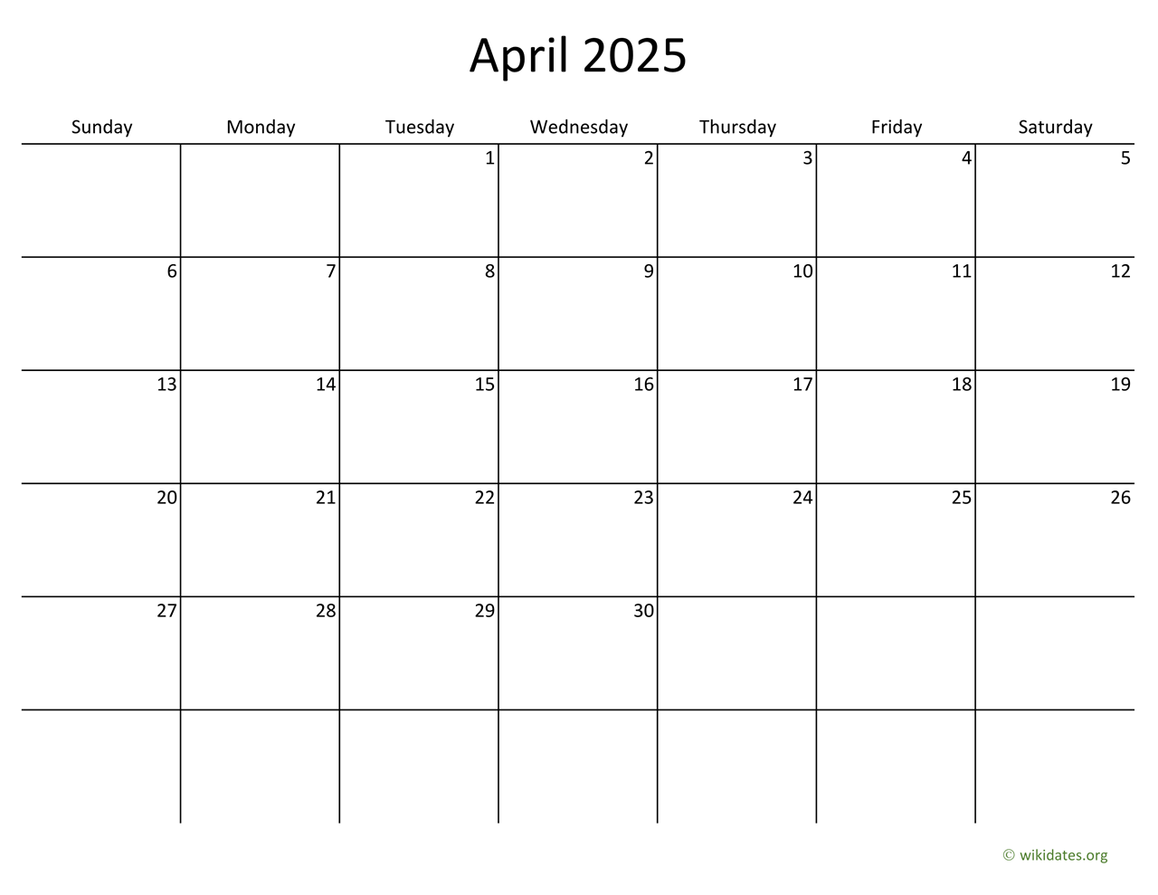 April 2025 Calendar With Bigger Boxes WikiDates