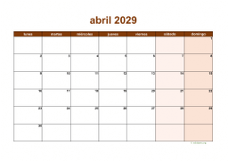 calendario abril 2029 06