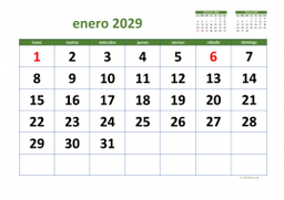 calendario enero 2029 03