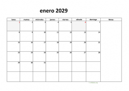 calendario enero 2029 08