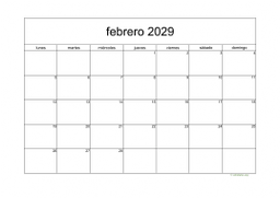 calendario febrero 2029 05