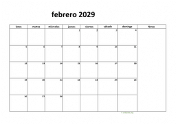 calendario febrero 2029 08