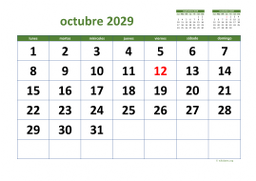 calendario octubre 2029 03