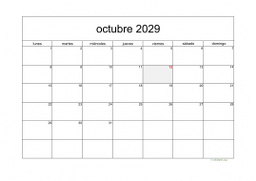 calendario octubre 2029 05