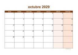 calendario octubre 2029 06