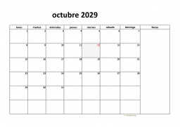 calendario octubre 2029 08