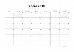 calendario enero 2030 04