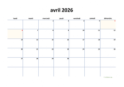 calendrier avril 2026 04