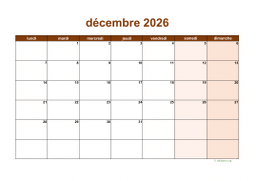 calendrier décembre 2026 06