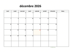 calendrier décembre 2026 08