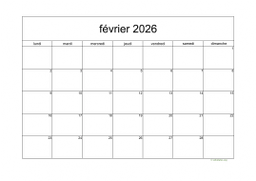 calendrier février 2026 05