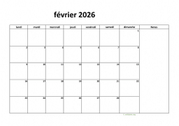 calendrier février 2026 08