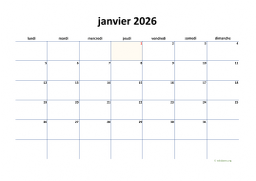 calendrier janvier 2026 04