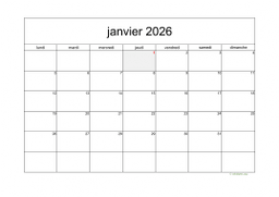 calendrier janvier 2026 05