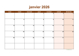 calendrier janvier 2026 06