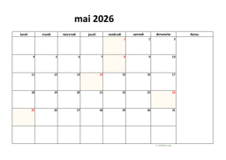 calendrier mai 2026 08