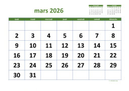 calendrier mars 2026 03