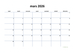 calendrier mars 2026 04