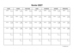 calendrier février 2027 01