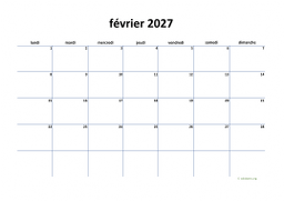 calendrier février 2027 04