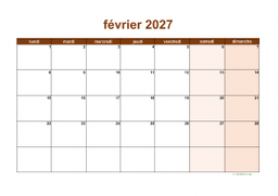 calendrier février 2027 06