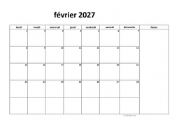 calendrier février 2027 08