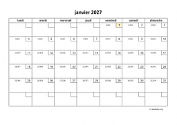 calendrier janvier 2027 01