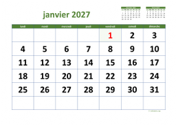 calendrier janvier 2027 03