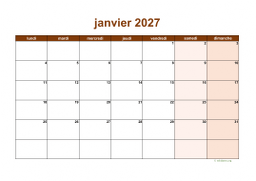 calendrier janvier 2027 06