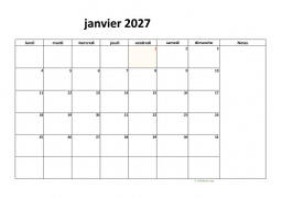 calendrier janvier 2027 08