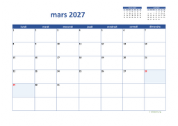 calendrier mars 2027 02