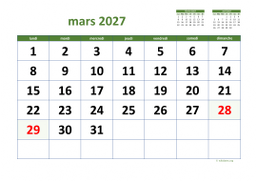 calendrier mars 2027 03