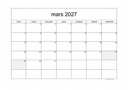 calendrier mars 2027 05