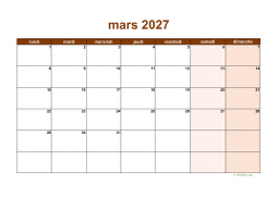 calendrier mars 2027 06