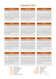 calendrier annuel 2031 07