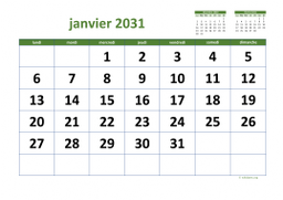 calendrier mensuel 2031 03