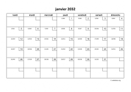 calendrier mensuel 2032 01