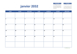 calendrier mensuel 2032 02