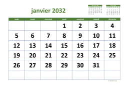 calendrier mensuel 2032 03