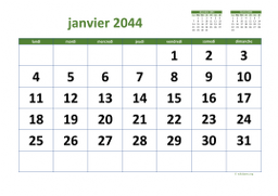 calendrier mensuel 2044 03